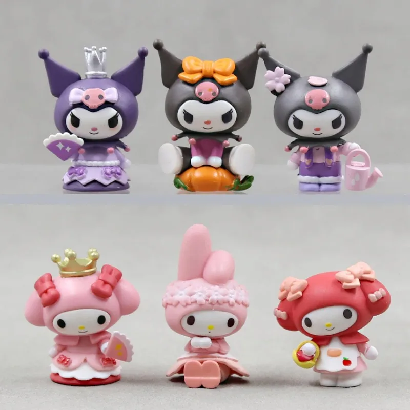 

Sanrio Kuromi Decoration Dolls Anime Action Figure Kawaii My Melody Q Figural Desk Cake Decoration Model Children Birthday Gifts