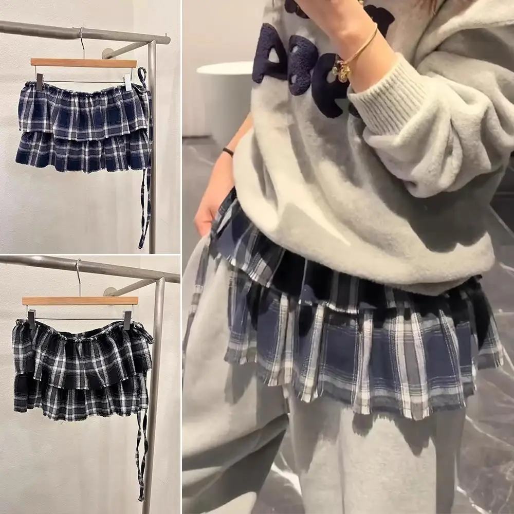 

1 шт. короткая юбка с высокой талией, короткая юбка-тортик трапециевидной формы с галстуком-бабочкой, женская модная милая модная красивая прочная мини-юбка