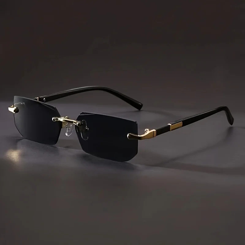 

1pc Rimless Sunglasses Rectangle Women Men Shades Small Square Sun Glasses For Female Male Beach Vacation Travel Eyewear
