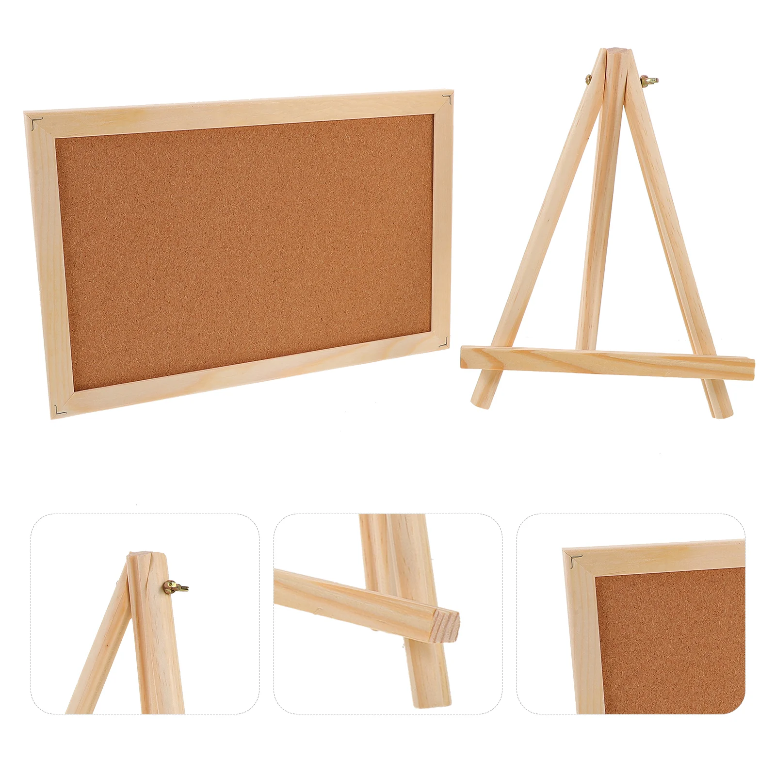 Wooden Frame Note Board Saucer Memo Pin Cork Message Pine Bulletin Office Display