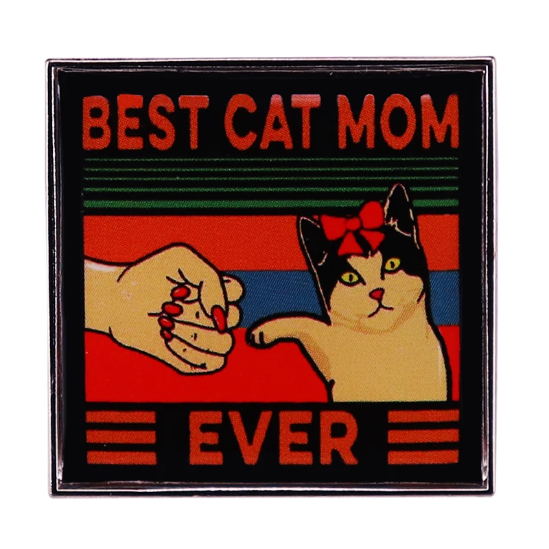Broche Vintage con el mejor gato para mamá, gatos divertidos, regalo para el día de la madre