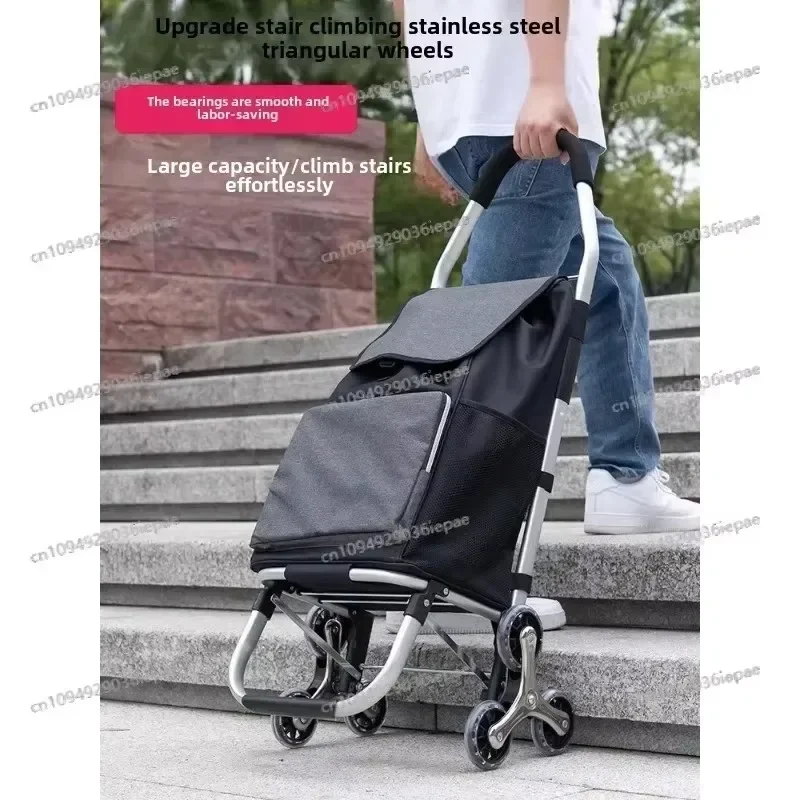 Shopping Cart Shopping Small Cart Household Trolley Folding Portable Small Trailer Climbing Artifact Ultra Light Trolley