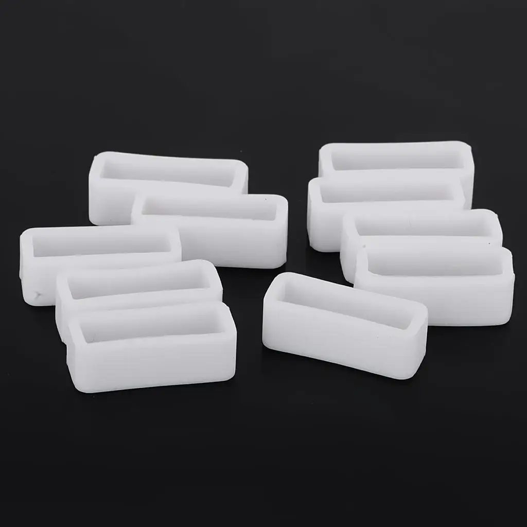 10Pcs White Silicone Rubber Watch Strap Band Keeper Holder Retaining Hoop Loop Ring Retainer Clasp Buckle Locker Replacement PVC