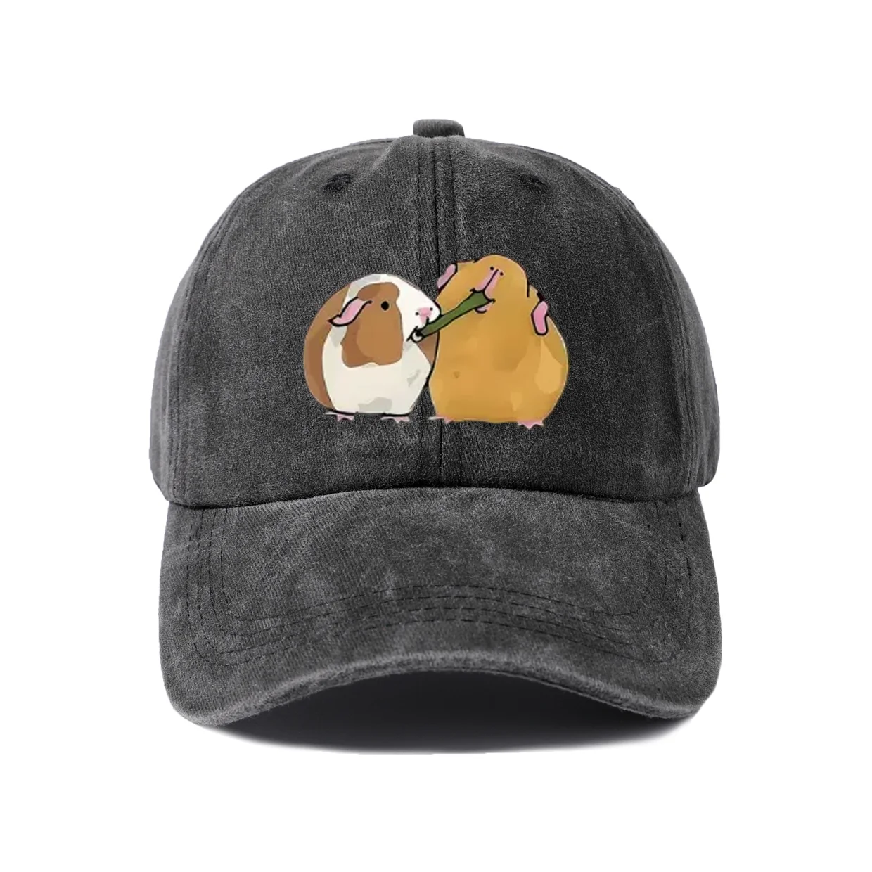 Whimsical Creature Illustration Baseball Cap, Vintage Washed Adjustable Unisex Dad Hat, Streetwear Gift
