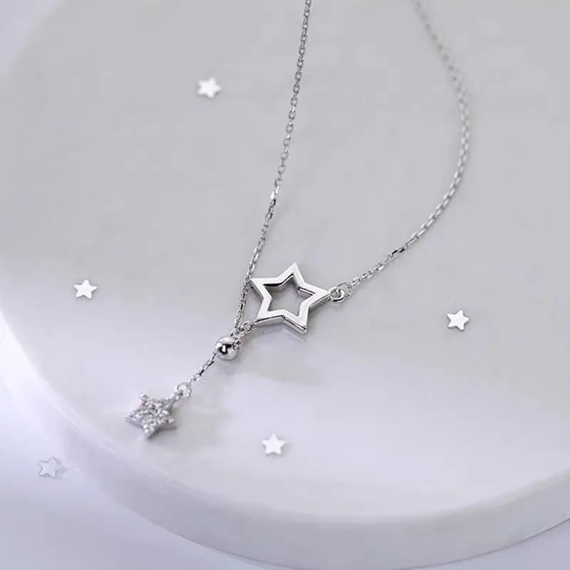 New hot selling sweet necklace for women, versatile double star necklace, elegant and simple necklace, exquisite gift