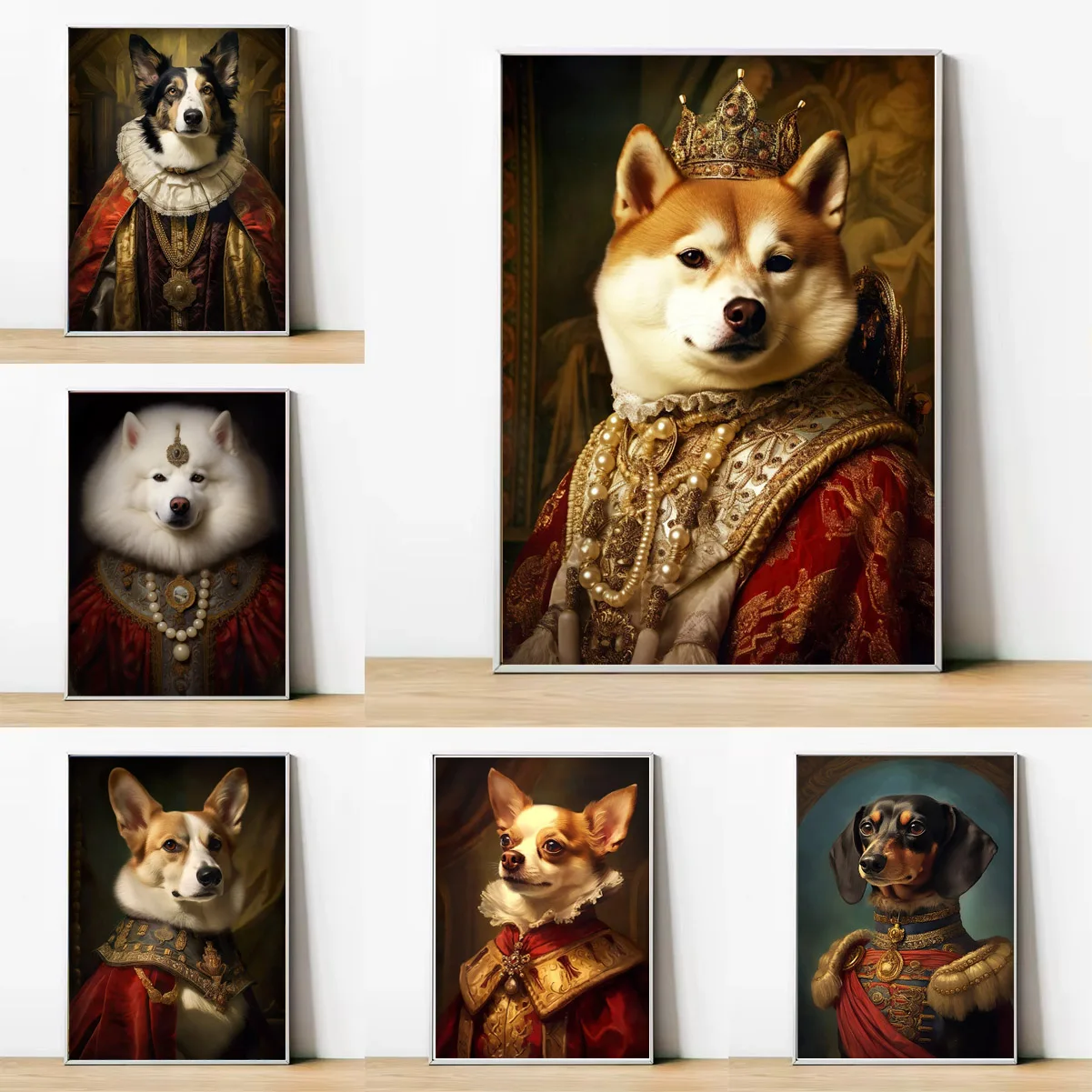 Poodle Poster,Renaissance Dog Mural,Funny and Quirky Animal Art Decor Prints,Home Decor, Perfect Gift for Dog Lovers, Unframe
