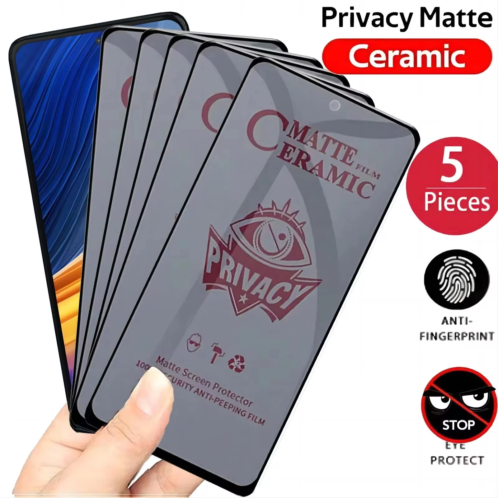 

5PCS Matte Privacy Screen Protectors For iPhone 15 Pro Max 16 14 13 12 11 Pro X XR XS Max 7 8 Plus SE2 SE3 Anti Spy Ceramic Film