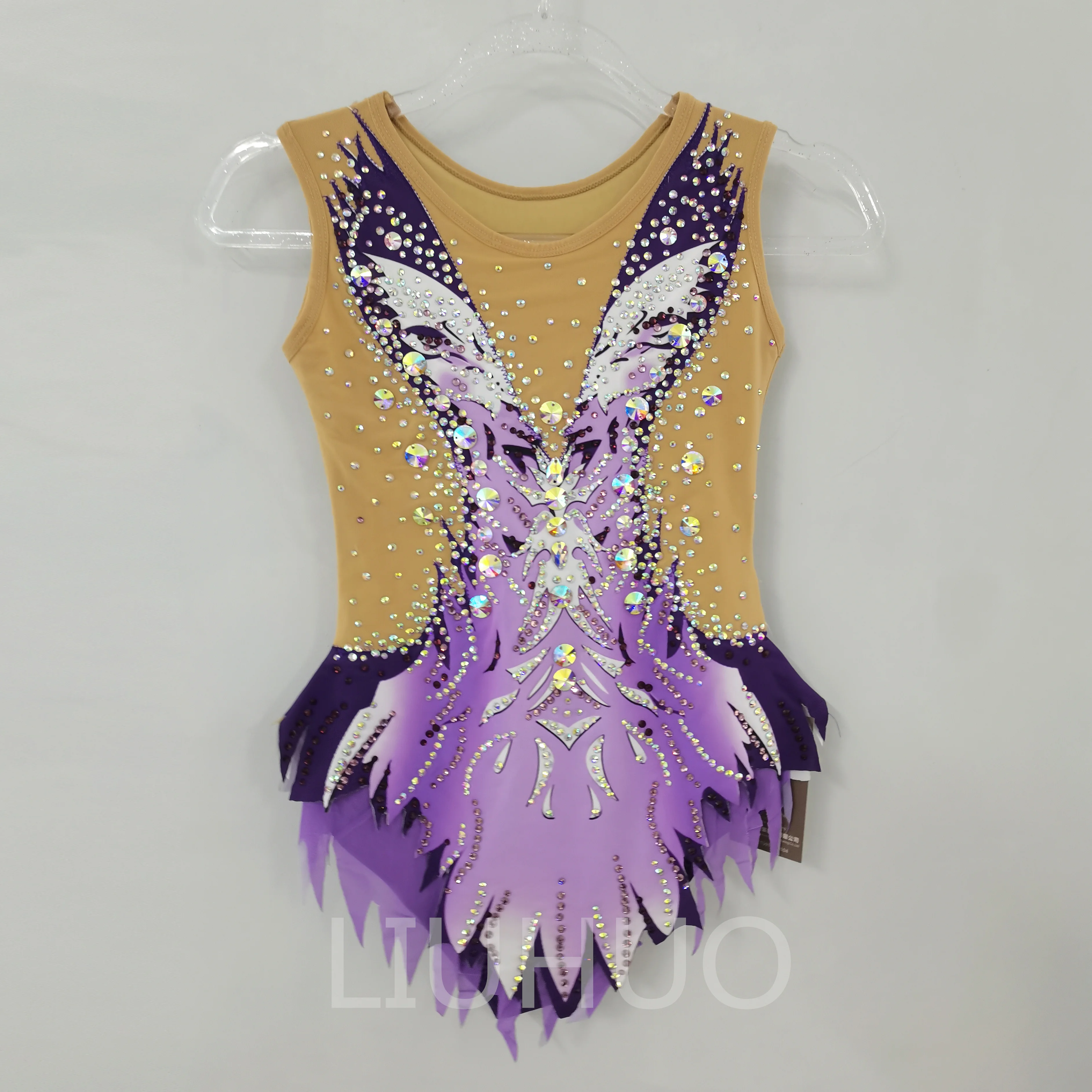 LIUHUO Rhythmic Gymnastics Leotard Competitive Gymnastics Performance Dress Purple