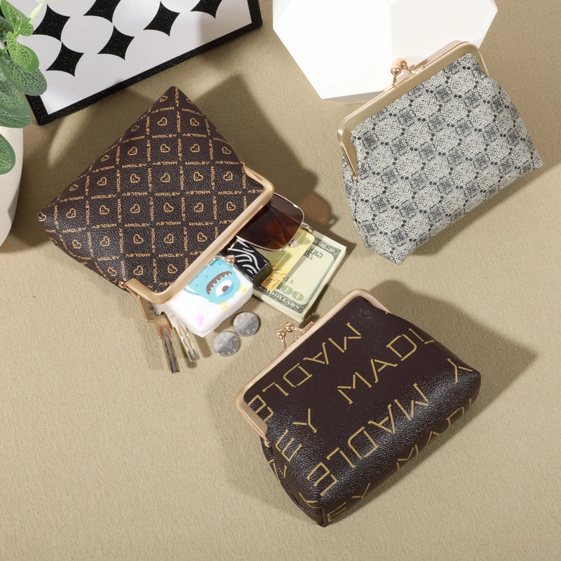 Dompet koin วินเทจสไตล์หัวเข็มขัดกระเป๋าสตางค์ใบสั้นของผู้หญิงกระเป๋าเหรียญ dompet koin เครื่องประดับ POUCH koin กระเป๋าเครื่องประดับ