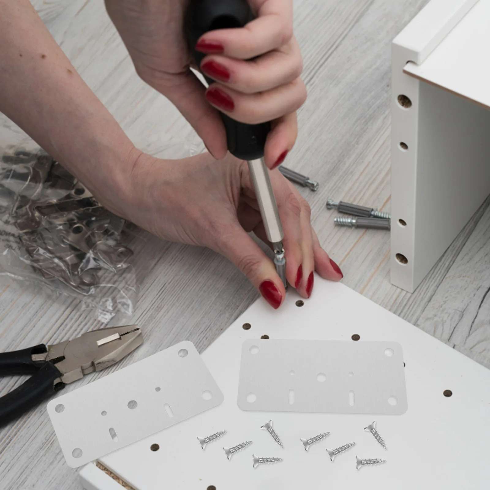 

10Sets Kitchen Cupboard Cabinet Door Hinge Repair Plates Stainless Steel Fixing Reinforcement Repair Kit Hinge Plates