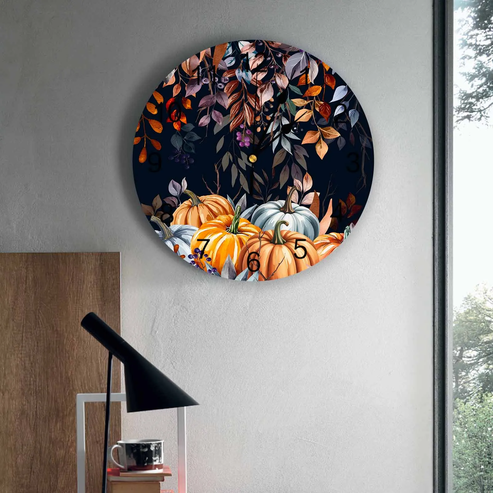 

Bedroom Wall Clocks Black Vintage Farmhouse Pumpkin Living Room Clocks Ornaments Baby Room Study Mute Wall Clocks