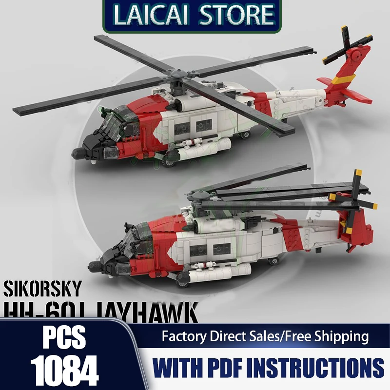 

Military Fighter Model Moc Building Blocks HH-60J JAYHAWK - 1:35 Scale Model Technology Bricks DIY Assembly Set Gift Holiday Toy