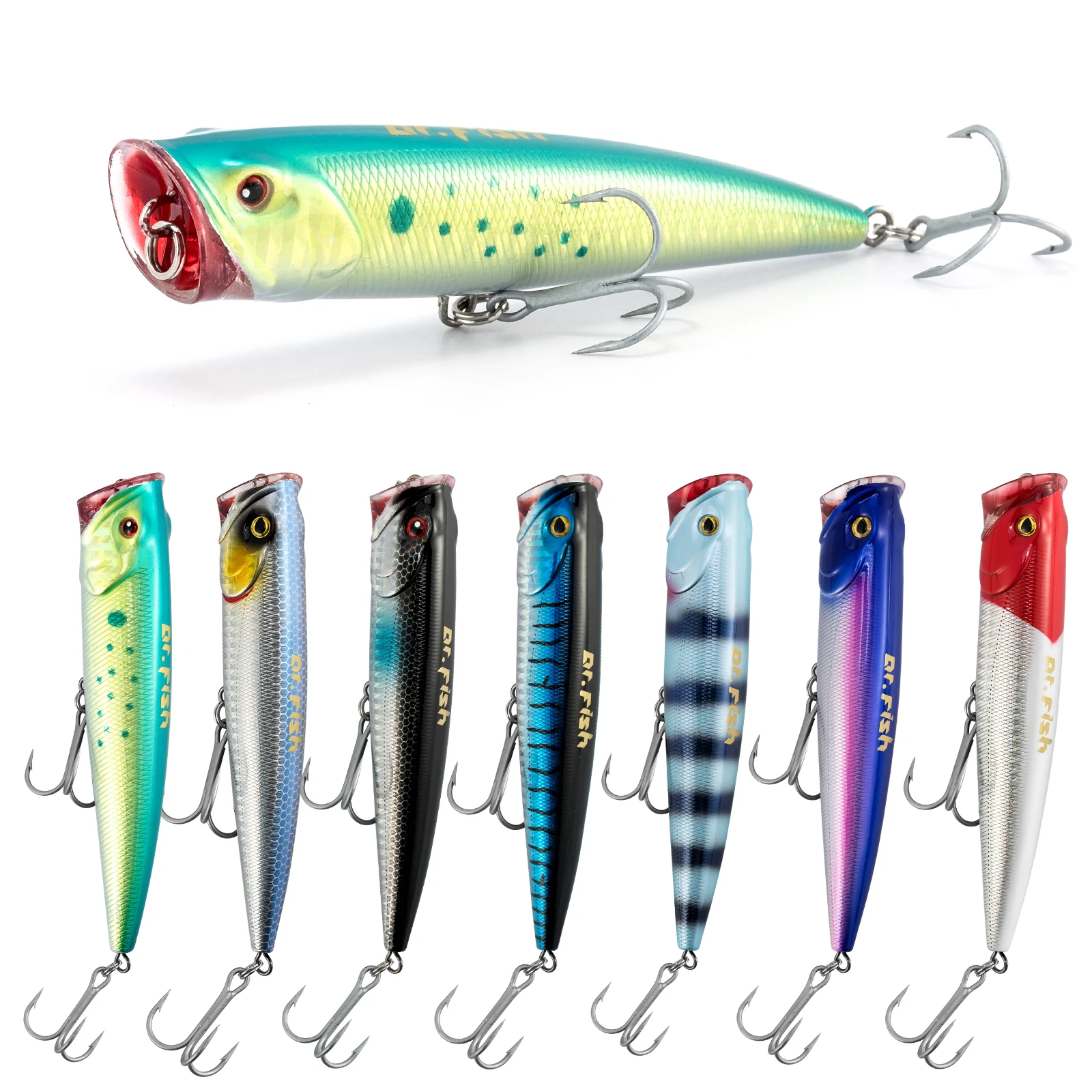 

15g Popper Fishing Lures Topwater GT 10cm Surf Fishing Offshore Wobblers Artificial Bait Saltwater Plug Tuna Trout Bass Big Game