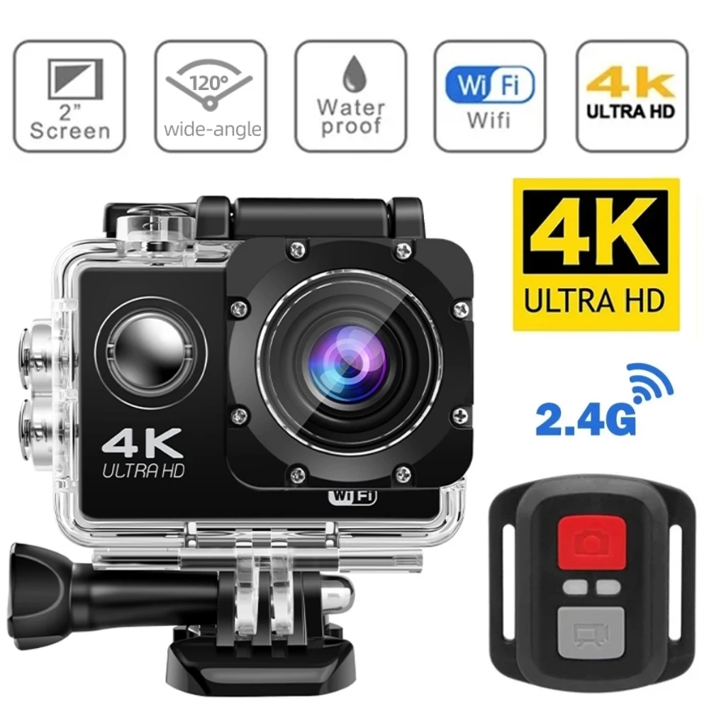 Action Camera Ultra HD 4K/30fps WiFi 2.0-inch 170D Waterproof Helmet Video Recording Cameras Sport Cam With Remote Control