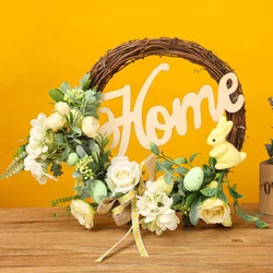 Easter Decoration 2026 Wreath Door Hanging Garland Home Bunny Eggs Decoration Pendants Props Artificial Flower Easter Decoration