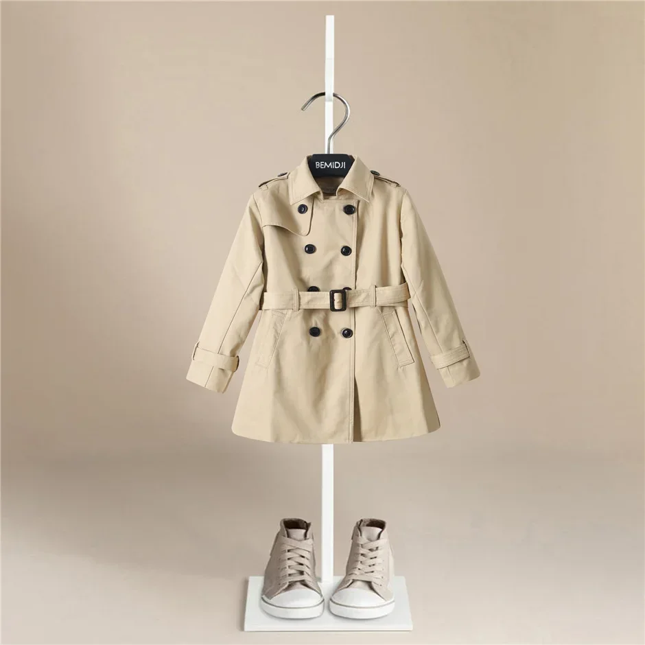 Boys Trench Coat Autumn/Winter Children Jacket Thickened Baby Handsome Top Mid Length Double Breasted Cardigan Girls Windbreaker