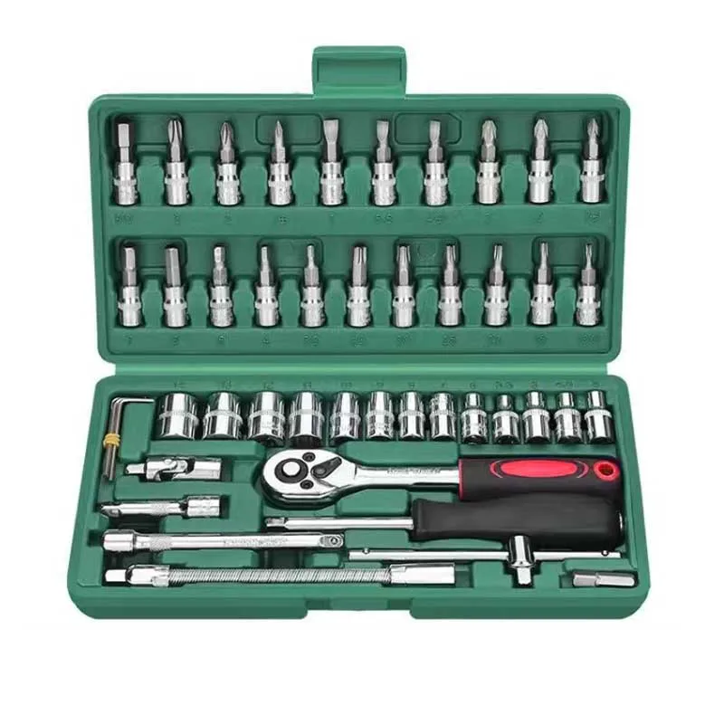 46pcs Car Repair Tool Kit Socket Set Car Repair Tool Ratchet Torque Wrench Combo Auto Repairing Tool Set