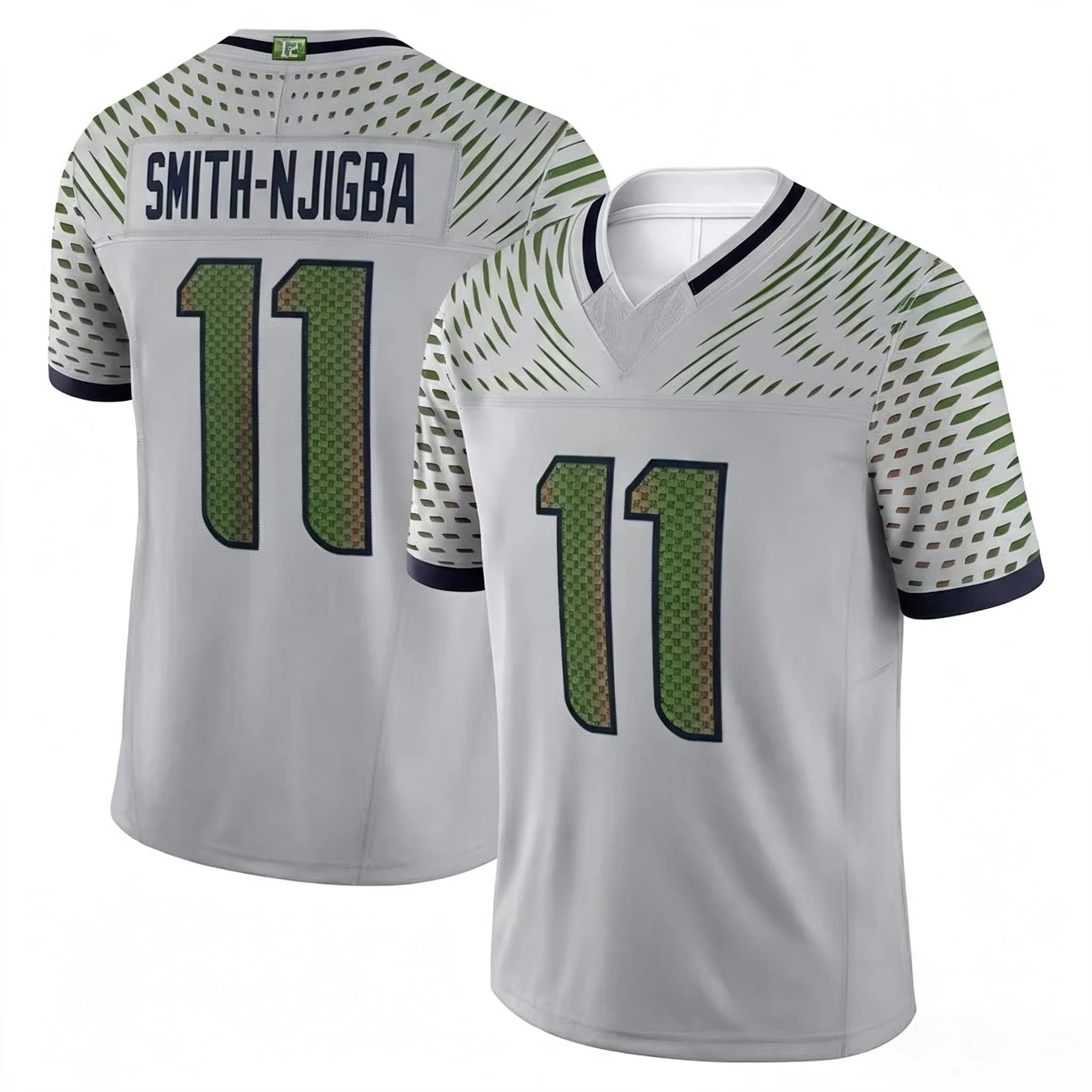 Herren # 11 Jaxon Smith-Njigba Blaue Limitierte Edition Kurzarm American-Football-Oberteil Rugby-Sportuniform für Fans und Familien – Detail 3