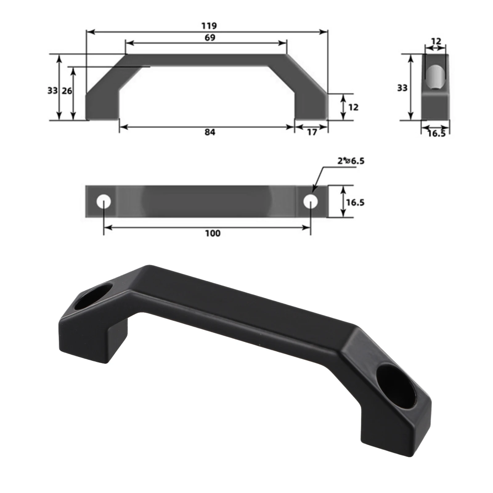 Manija de puerta de gabinete negra para decoración de interiores, manija de equipaje, agarre cómodo y resistente, diseño moderno de alta resistencia