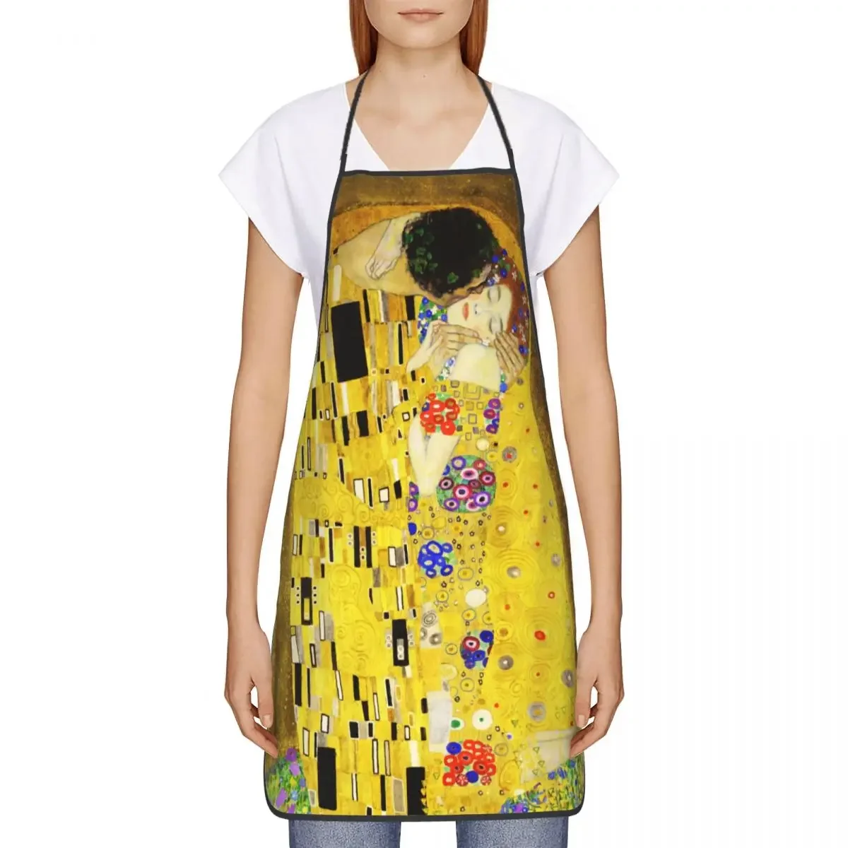 Custom Bib The Kiss By Gustav Klimt Apron for Men Women Adult Chef Cooking Kitchen Liebespaar Painting Tablier Cuisine Gardening