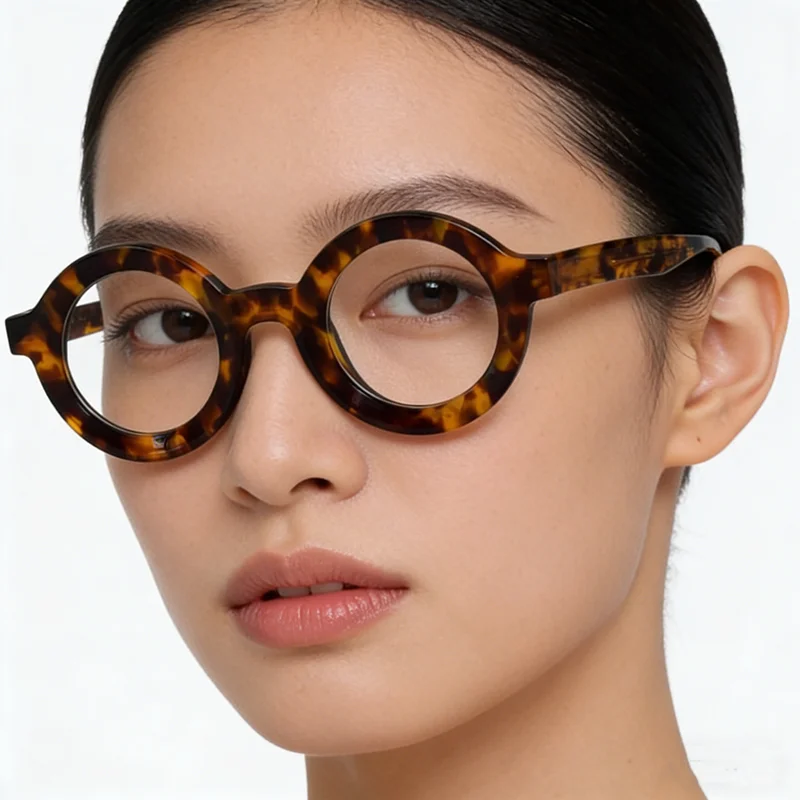 

2025 Niche Round Eyeglass Frames Prescription Lenses Available Retro Unisex Acetate Glasses for Natural Look