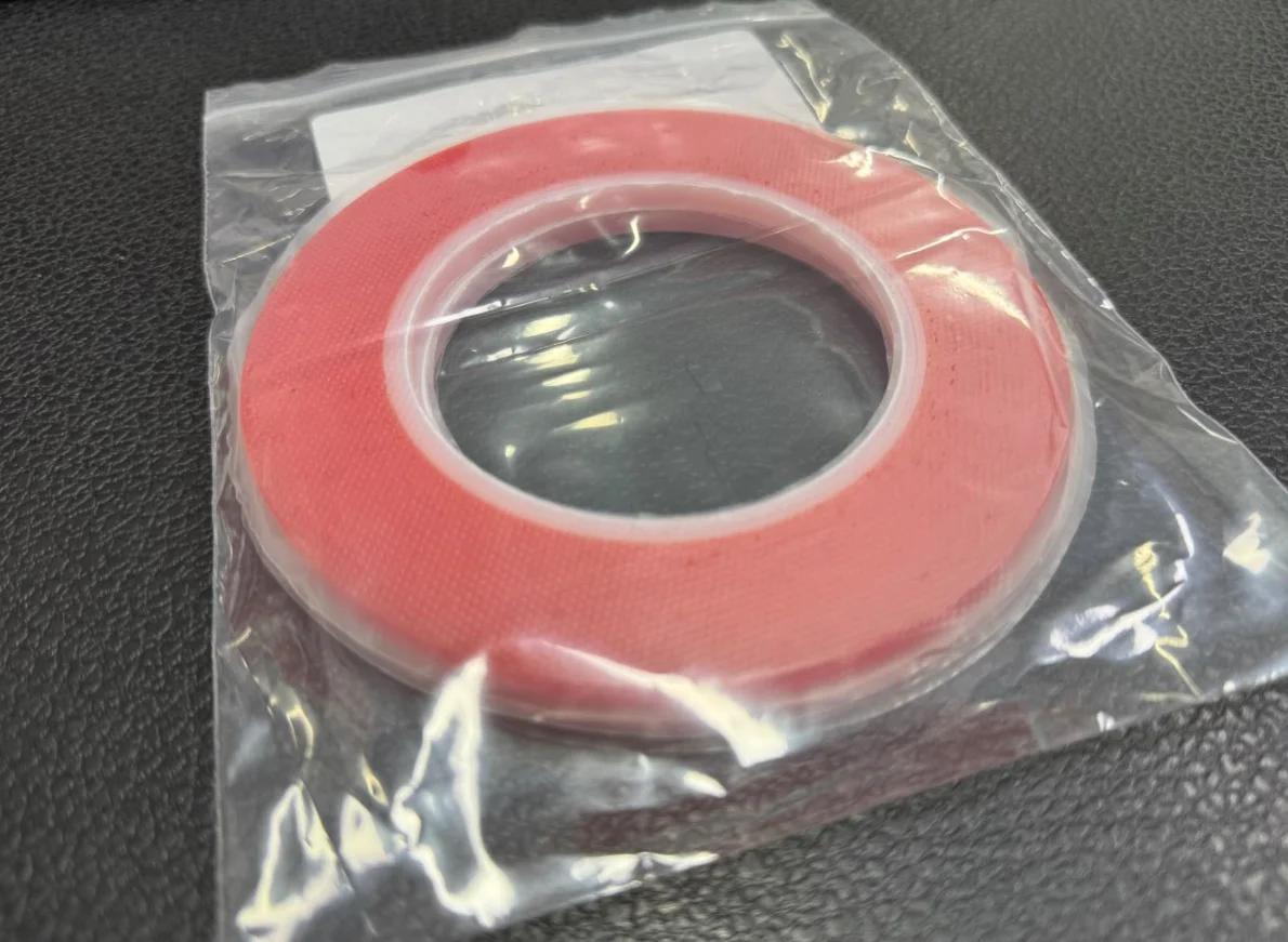 Adhesivo acrílico fuerte de 0,2 MM, 1/2/3/5/10/12mm, 25M, película roja PET, cinta transparente de doble cara sin rastro para teléfono, tableta, pantalla LCD de vidrio