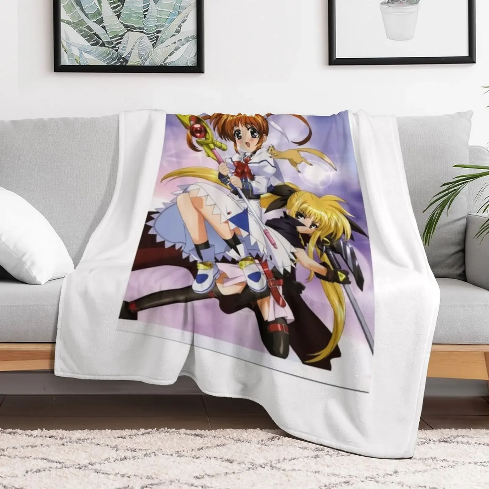 Takamachi Nanoha and Fate Testarossa Harlaown (Mahou Shoujo Lyrical Nanoha StrikerS) Throw Blanket Bed linens Travel Blankets