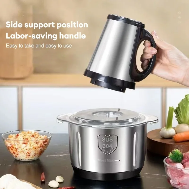 

304 Stainless Steel Meat Grinder 5L Electric Meat Mincer Household Large Capacity Mincing Machine Kitchen Chopper Food Processor