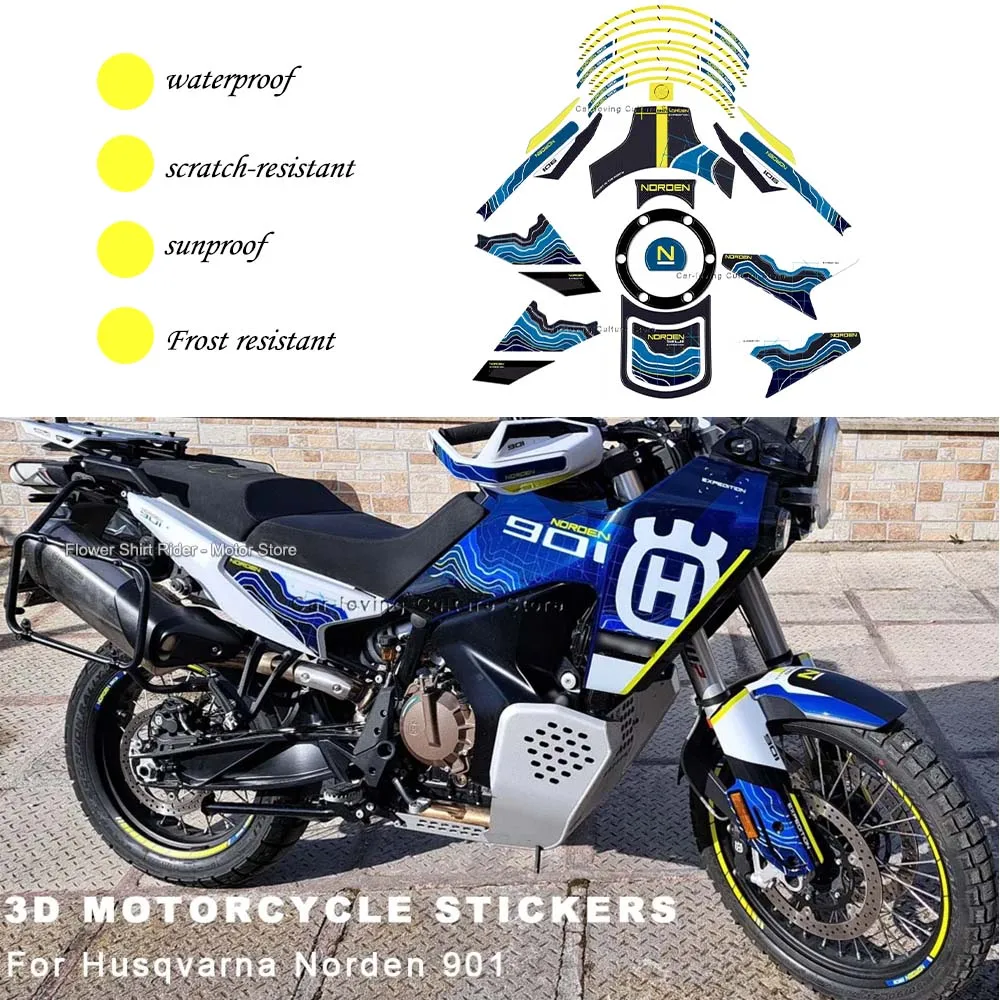 

New Motorcycle Protection Kit Fuel Tank Pad Waterproof Anti-Scratch 3D Epoxy Resin Decoration Sticker For Husqvarna Norden 901