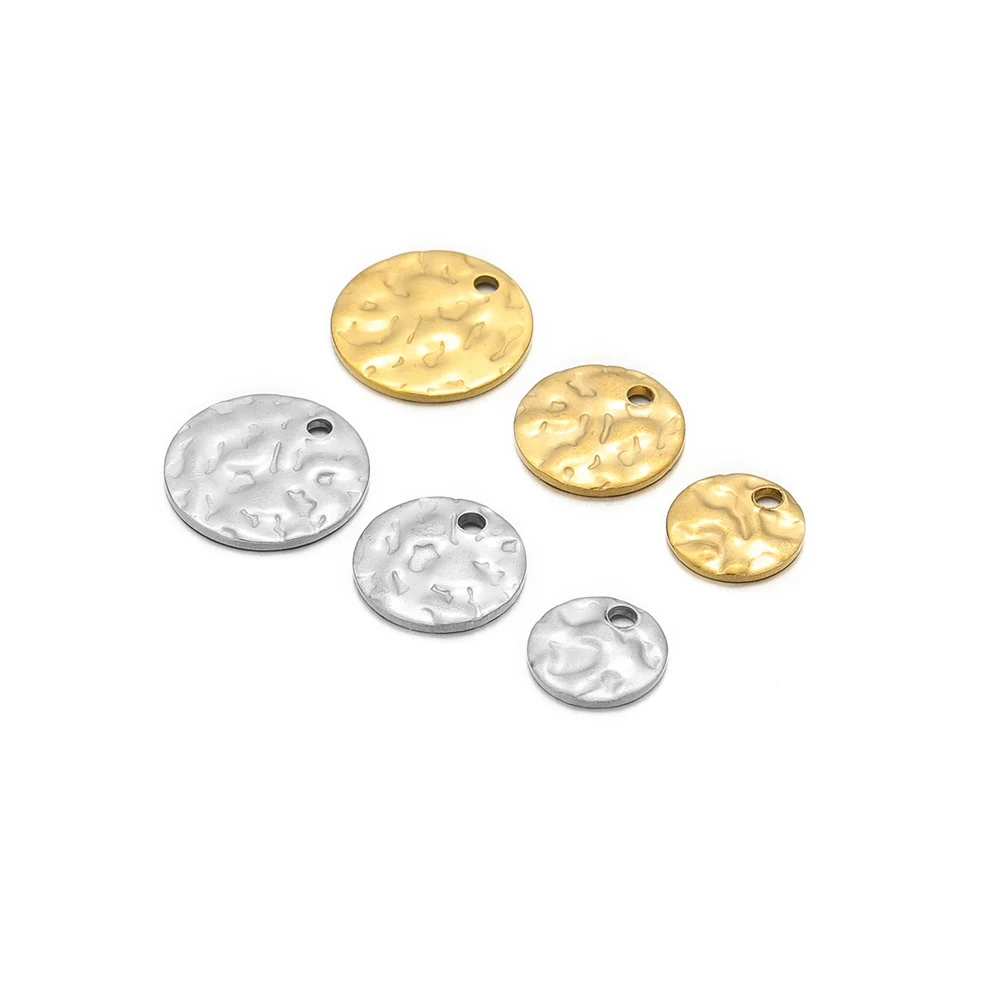 20 Pcs Stainless Steel Gold Color Round Embossing Pendant Disc Charms DIY Jewelry Making Necklace Findings Bracelet Accessories