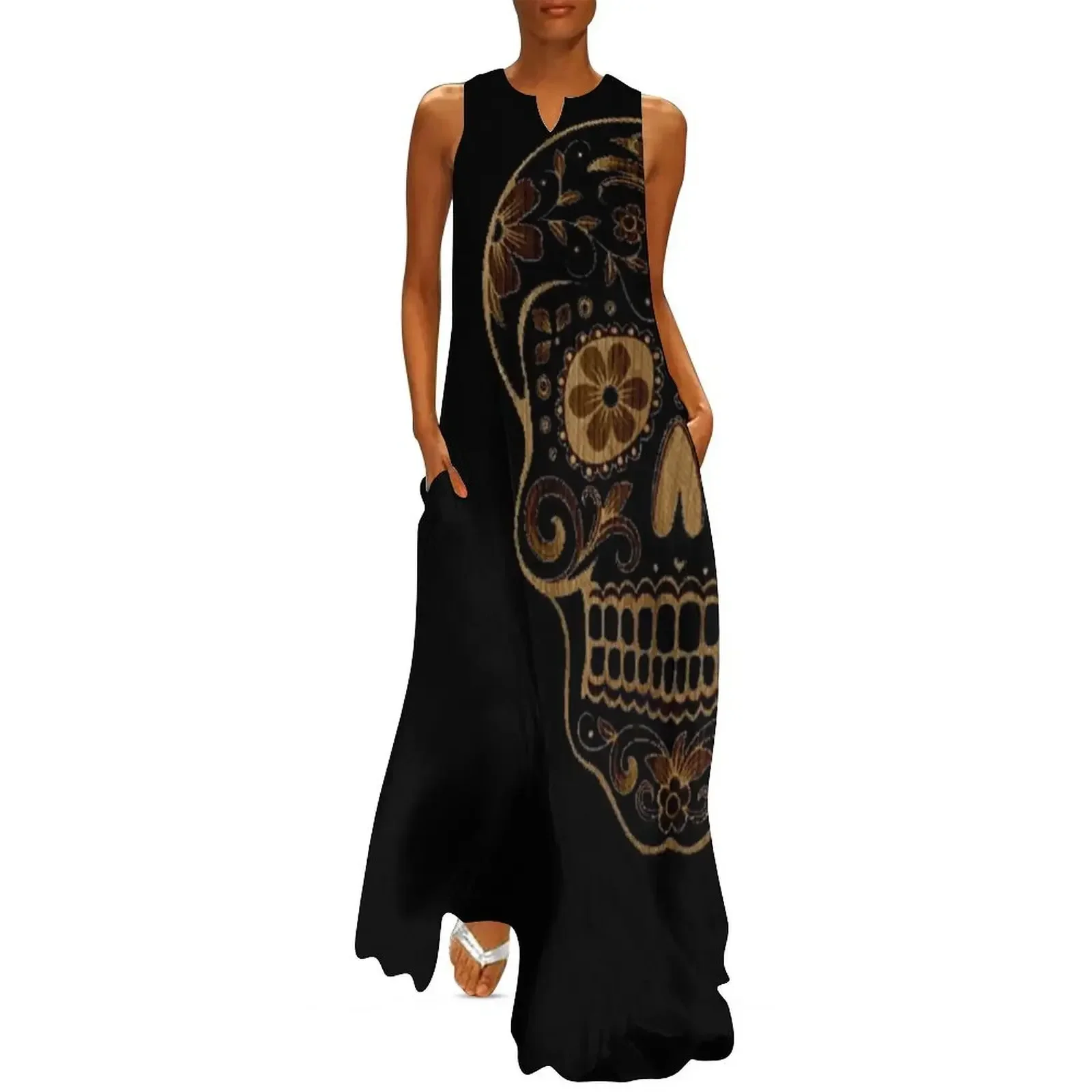 

Skull Wood Long Dress evening dresses women evening dress ladies Casual dresses prom dresses Dress