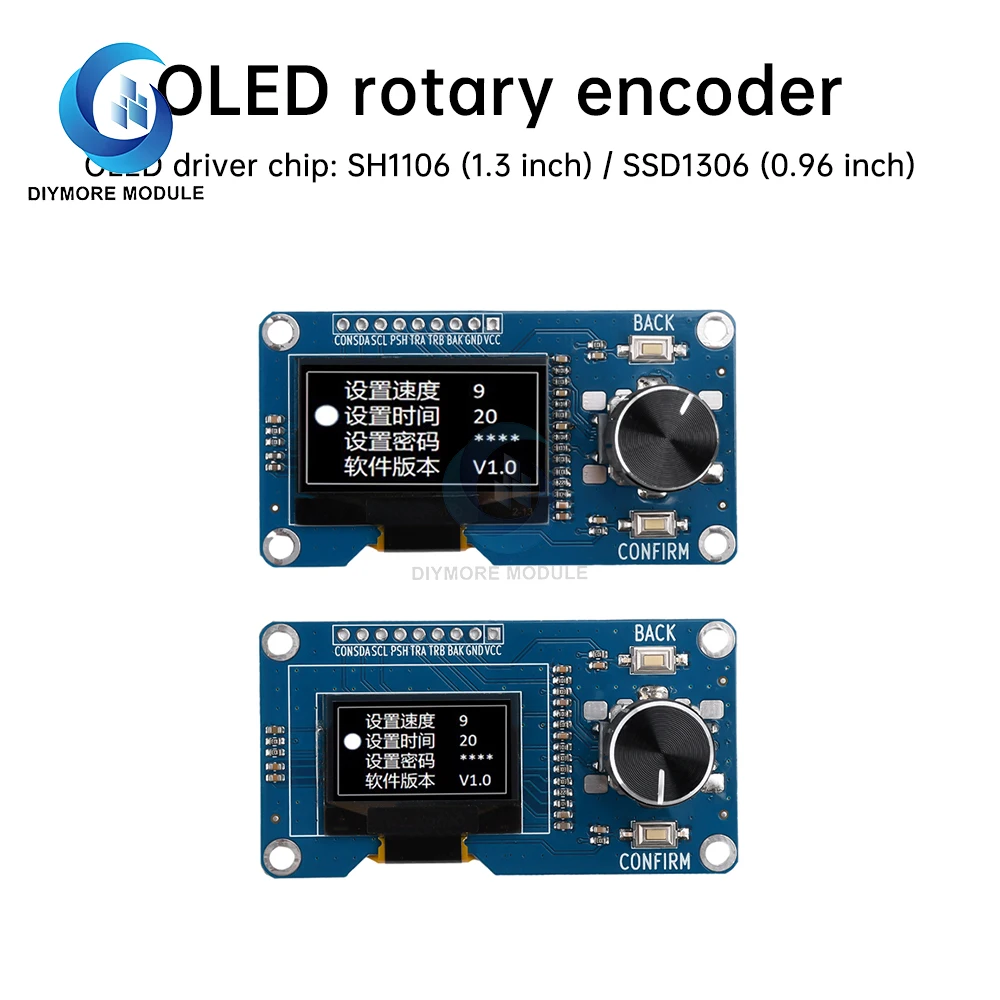 Layar OLED 0.96/1.3 inci EC11 modul encoder putar antarmuka IIC