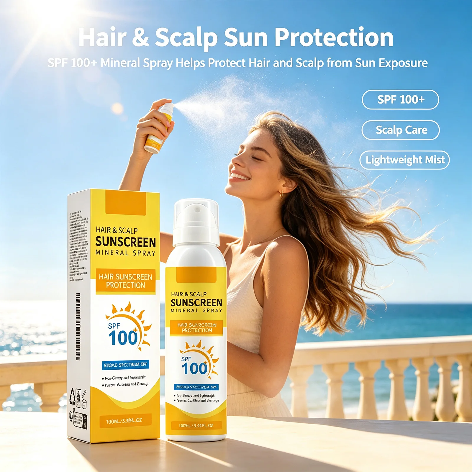 Scalp Sun Spray Anti Solar Sunblock Prevent Head Sunburn Damage Protection Soft Hair Treatment Moisten Dry Repair Hair Spray