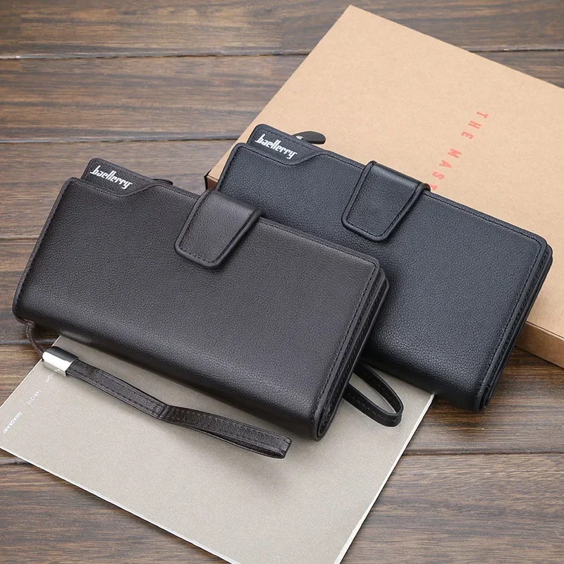 

Long Large Capacity Organizer Leather Men Wallets Wristlets Clutch Bag Zipper Pocket Card Holder Coin Purse Man Money Bag Wallet