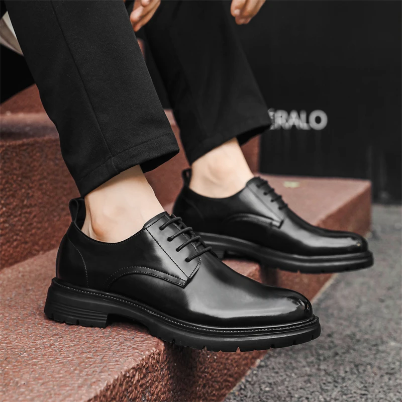 

Leather Men Shoes lace up oxfords Derby Priting Dress Suit Zapatos De Vestir Para Hombre Luxury Office Business Men Shoes