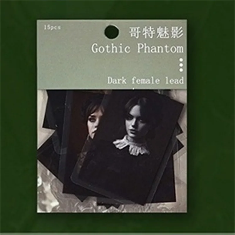 15/90 Piezas de Pegatinas Decorativas Góticas Retro de la Serie Fantasma, Pegatinas de PET para Álbumes de Recortes, Manualidades, Suministros Estéticos