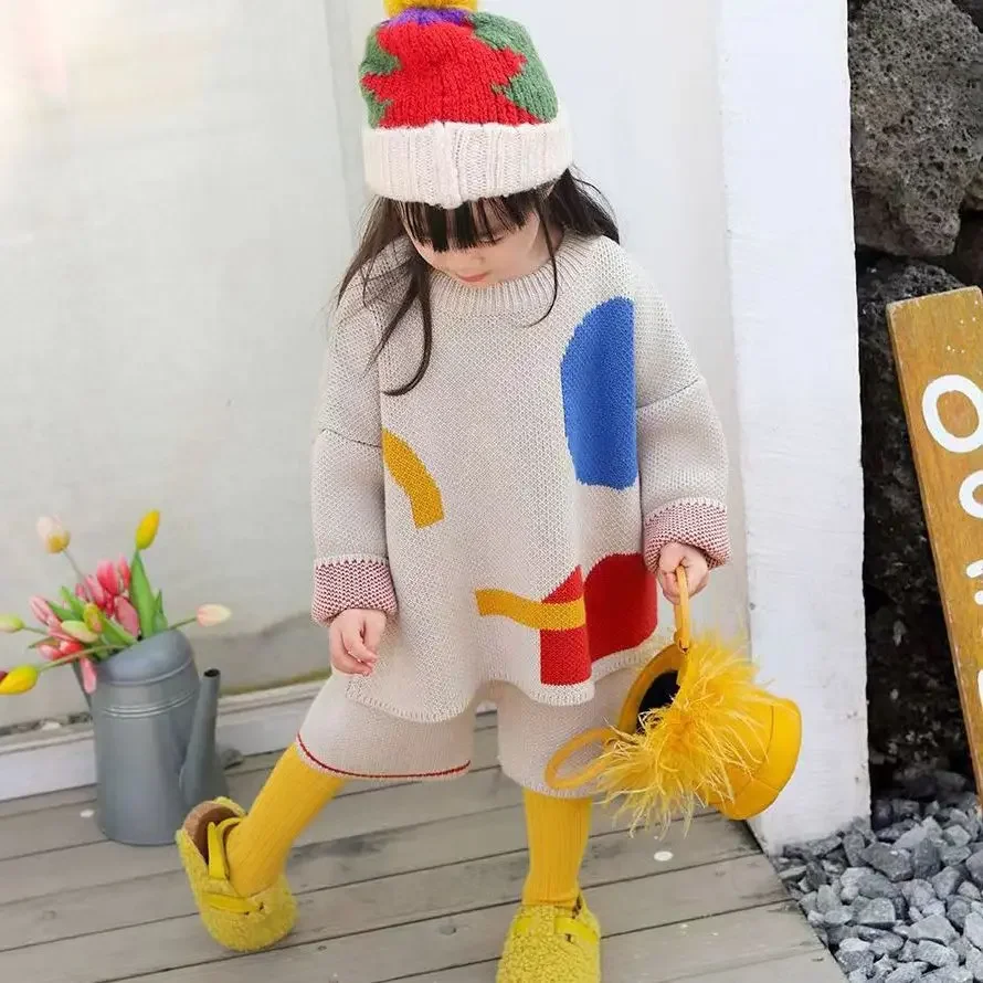 2025Autumn Clothes Women's Fashion Sweaters Trendy Clothes Girls' Knitted Sets Stylish and Fashionable Children's Clothing