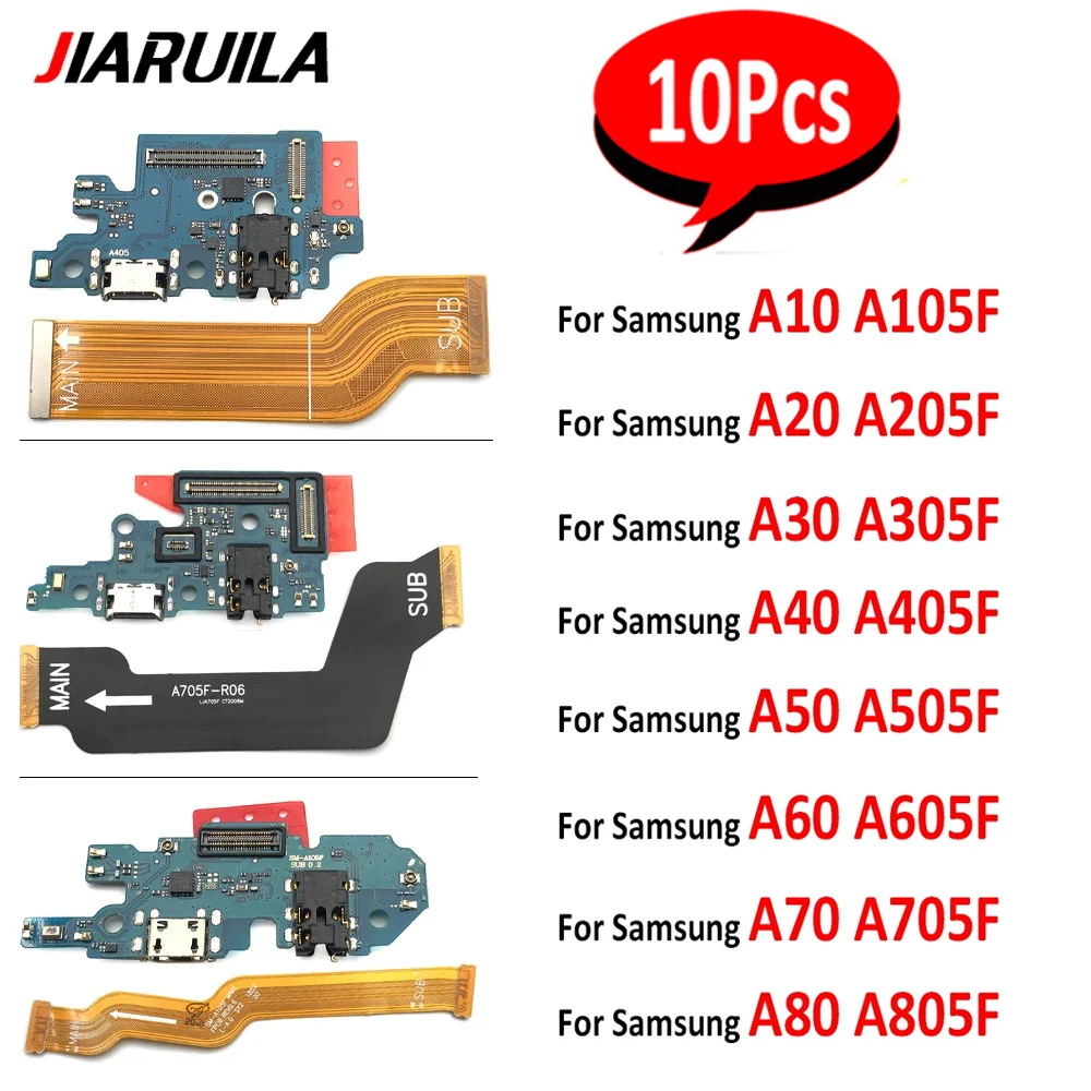 

10 шт., новый для Samsung A10 A20 A30 A40 A50 A60 A70 A80, USB-порт для зарядки, разъем для микрофона, гибкий кабель для основной материнской платы