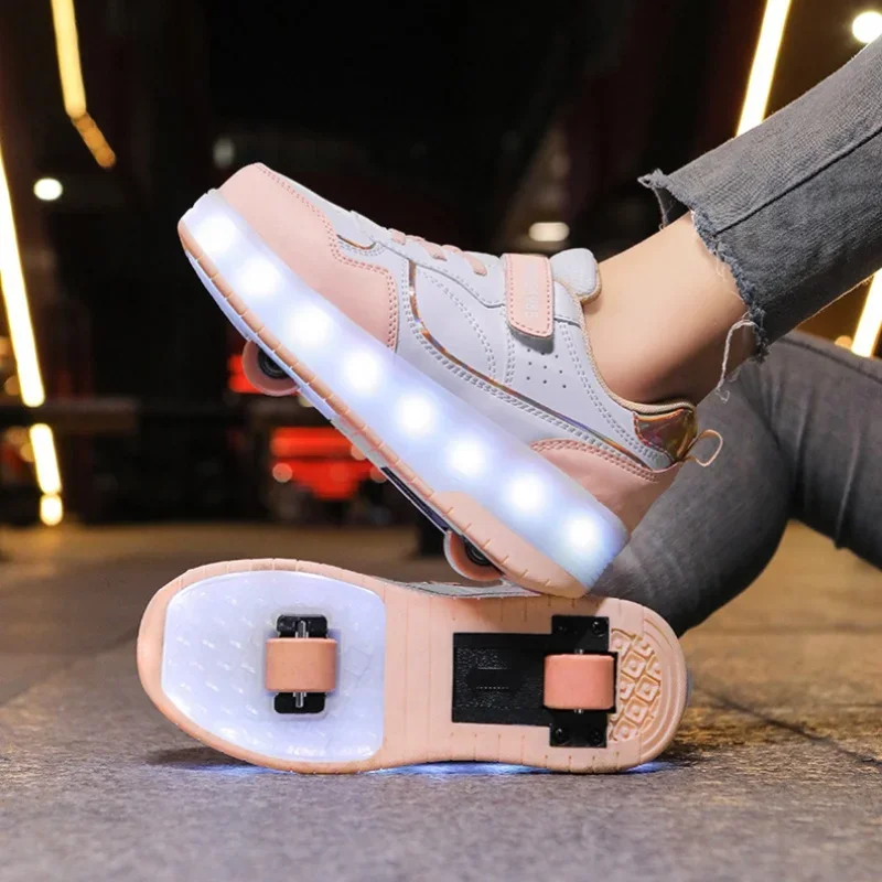 2025 أحذية تزلج دوارة جديدة للأولاد والبنات أحذية رياضية غير رسمية للجري للكبار والأطفال أحذية رياضية خارجية غير رسمية ذات الاستخدام المزدوج أحذية تزلج دوارة #1