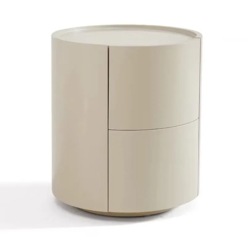 Round paint simple bedside table high-end bedroom Italian minimalist ultra-narrow cabinet bedside table cream wind storage cabin