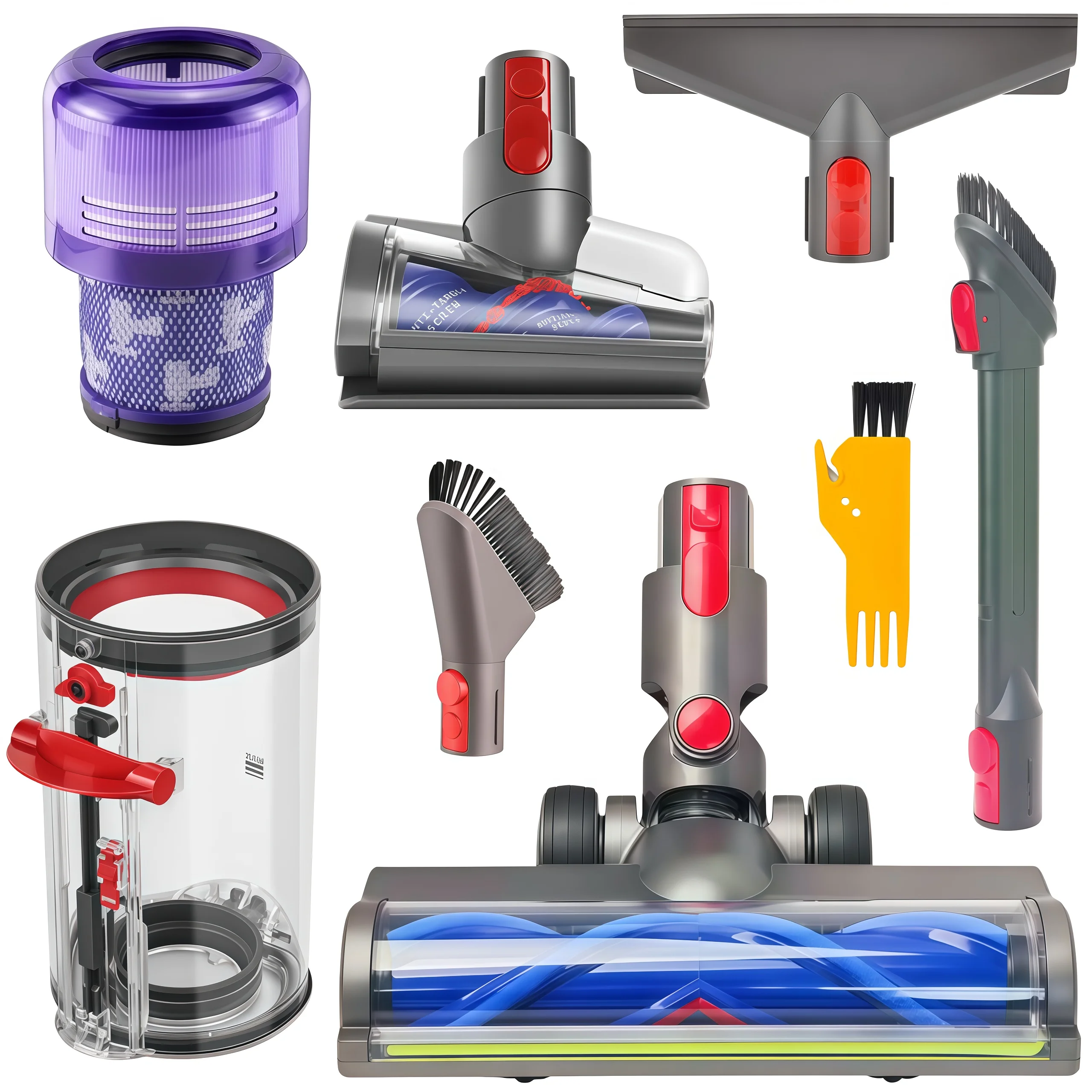 For Dyson V11 V15 SV14 SV17 SV15 SV22 SV28 Cordless Vacuum Attachment Brush Head Dust Mite Removal Brush HEPA Filter Dust Bin