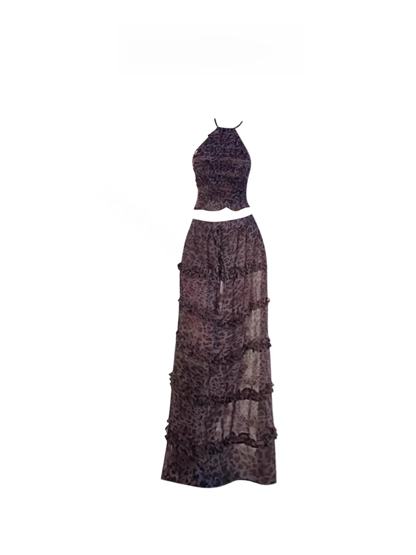 

HEZA Sexy Leopard Print ter Vest Women's Summer Vaion Beach Outfit Two-Piece Set plus Size Faionable Commute Sle