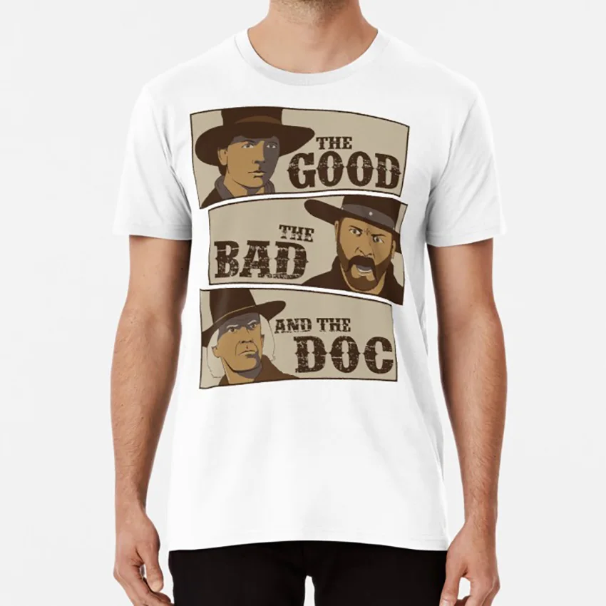 Camiseta The Good, The Bad, And The Doc Regreso al futuro Marty Doc Brown Emmett Brown Biff Tannen Mad Dog