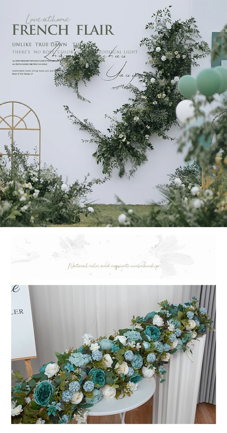 2M Orange Europäische Künstliche Rosenblumenreihe Hochzeits-Hintergrund Bogen Blumen-Läufer Schaufenster Ausstellung Event-Dekoration Großhandel – Detail 1