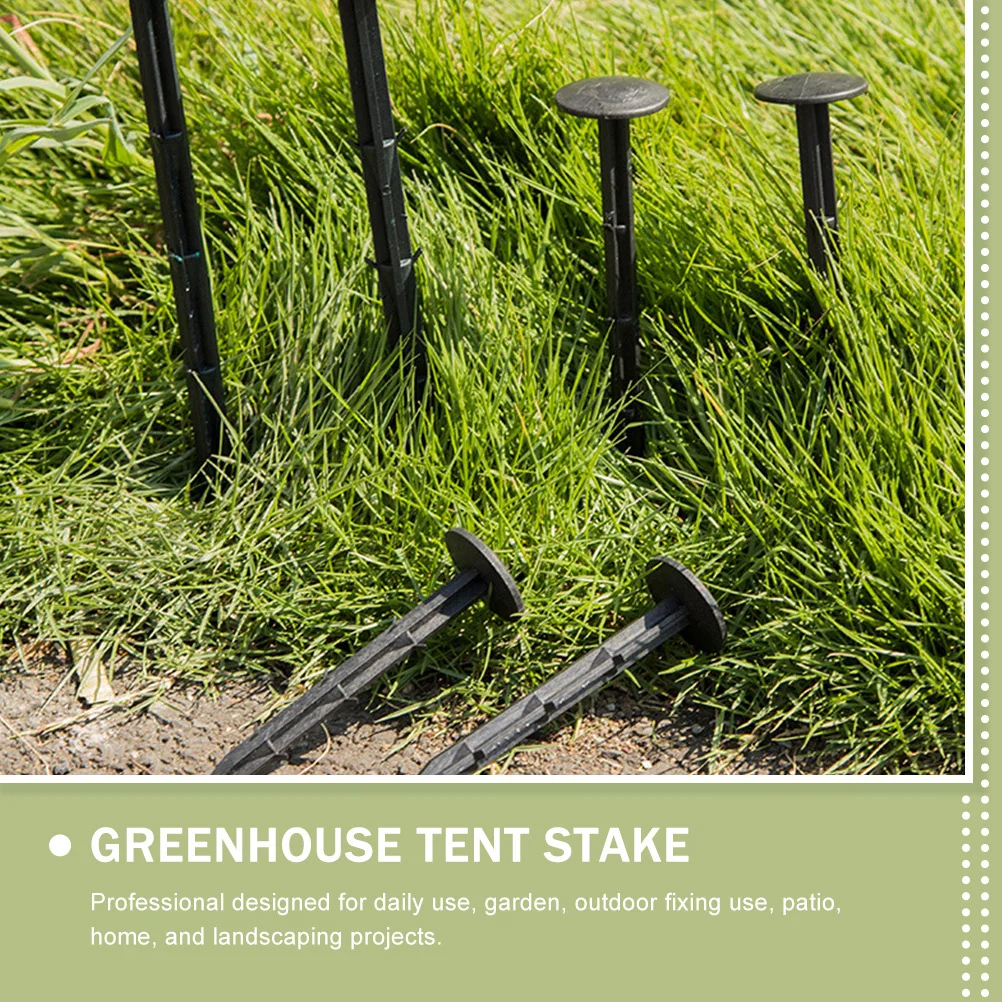 100 قطعة مسامير أرضية سوداء أوتاد حديقة بلاستيكية لتثبيت الحديقة مشاريع المناظر الطبيعية الخارجية طرف حاد سهل التركيب أوتاد أرضية #3