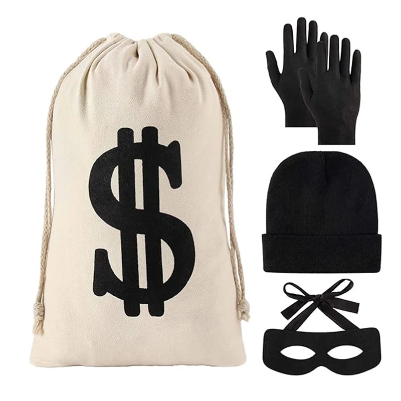 Halloween Robber Costume Accessories Set Thief Costume Bank Robber Costume For Girls Boys