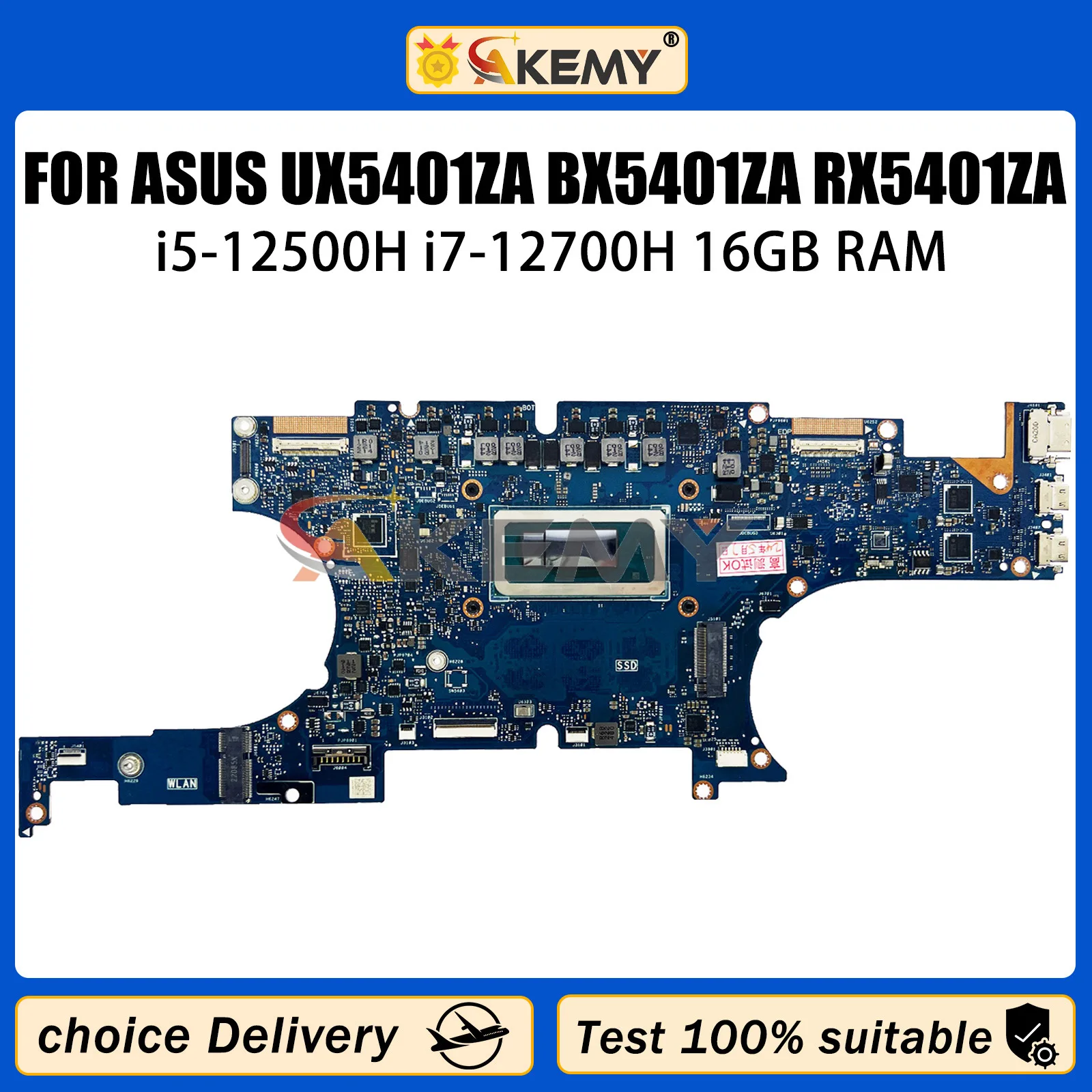 

Материнская плата AKEMY UX5401ZA Материнская плата ASUS UX5401 UX5401Z BX5401ZA RX5401ZA BX5401Z RX5401Z для ноутбука i5 i7 процессор 12-го поколения 16 Гб ОЗУ