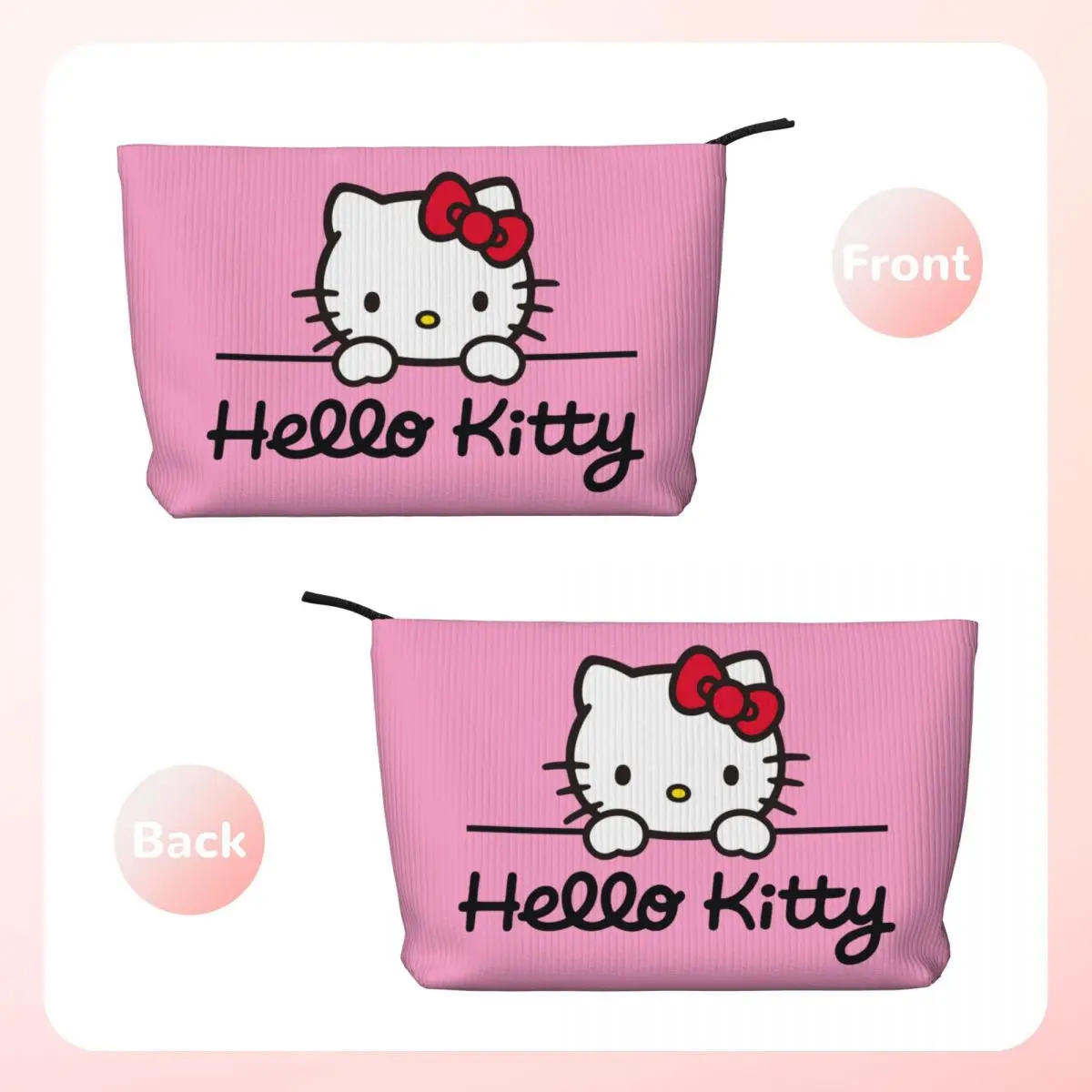 Custom Travel Sanrio Hello Kitty Toiletry Bag Corduroy Makeup Cosmetic Organizer Women Beauty Storage Dopp Kit Case