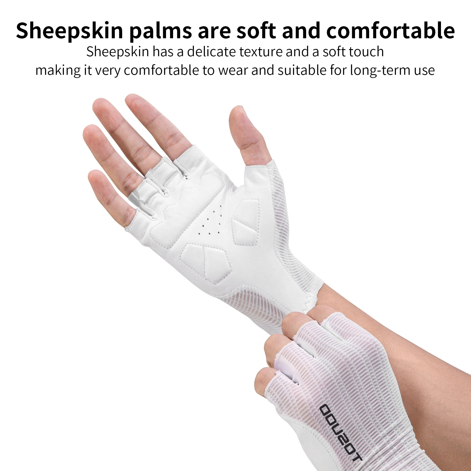 TOSUOD Fahrradhandschuhe aus Schafsleder Halbfinger Sommer Rennrad und Mountainbike Kurzfinger-Handschuhe Atmungsaktiv – Detail 7