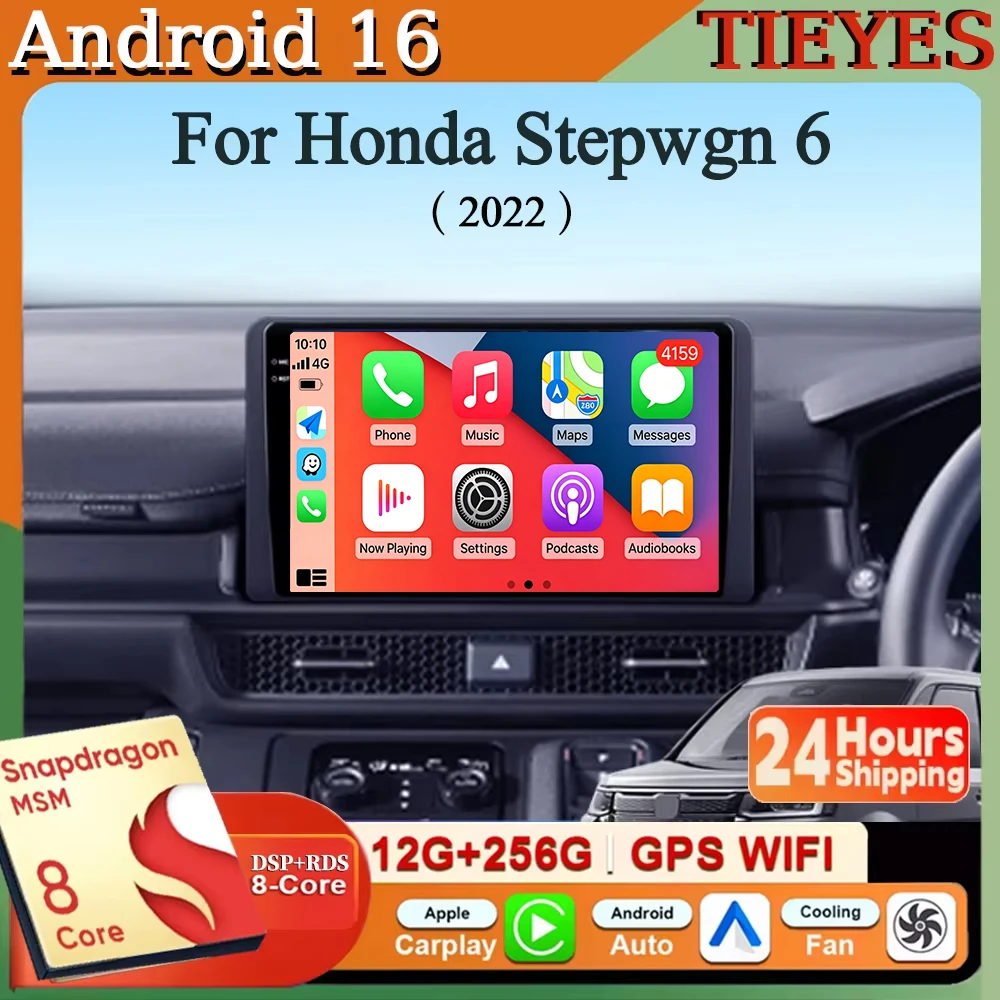 Android 16 Carplay&Auto Car Radio Navigation Multimedia Stereo Player QLED GPS For Honda Stepwgn 6 2022